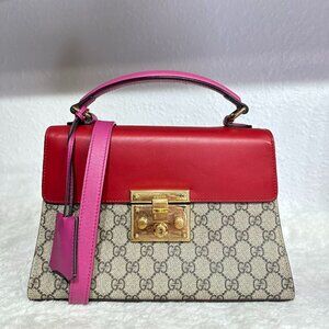 Gucci GG Logo Supreme Padlock With Top Handle Shoulder Bag